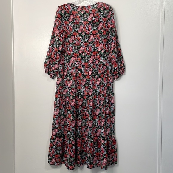 Zara Floral Peasant Tiered Midi Maxi Dress Size M - Picture 5 of 6
